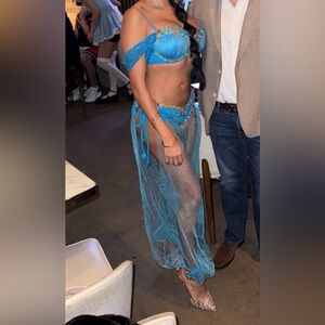 Blue Sheer Two-Piece Costume Set